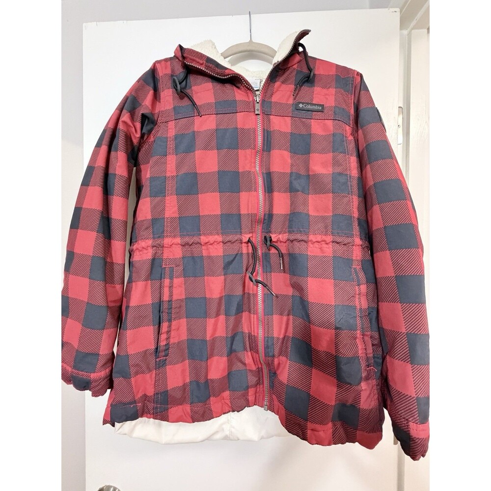 Columbia Women's Chatfield Hill Red Plaid Fleece-Lined Utility Jacket Size M